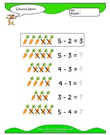 Çıkarma İşlemi Çalışma Sayfaları